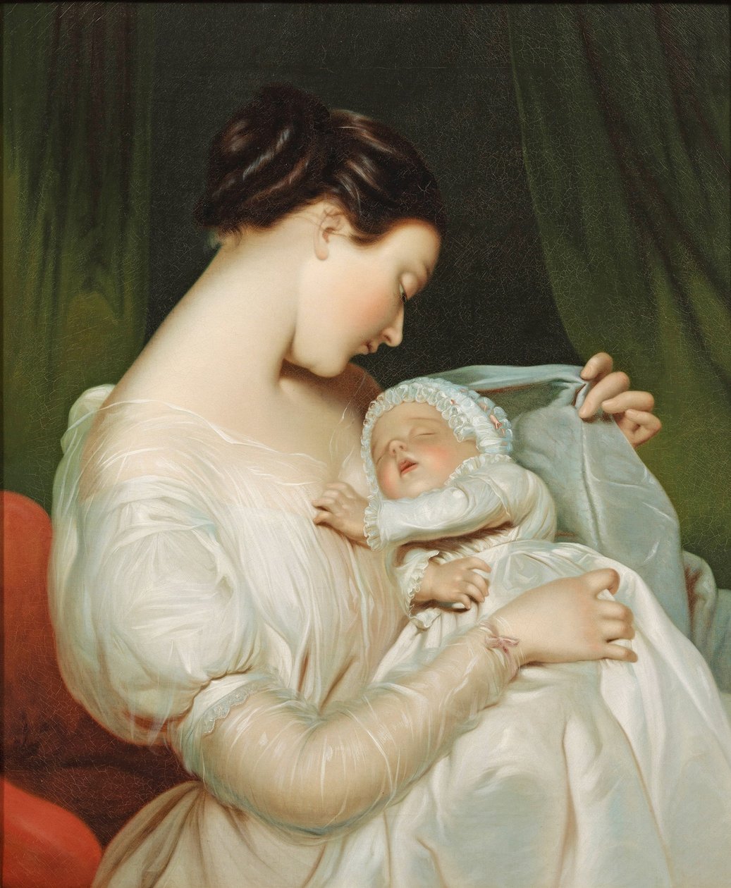 James Sant - Retrato de la esposa del artista, Elizabeth, con su hija de James Sant