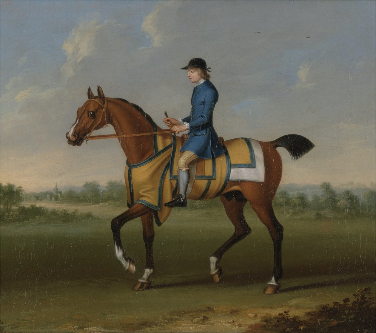 Un caballo de carreras bayo con jinete de James Seymour
