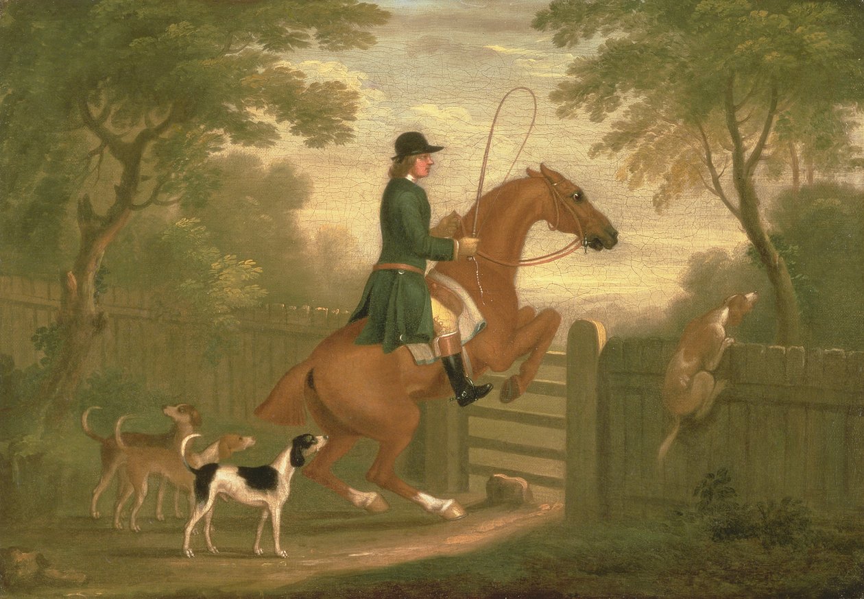Cazador con sus perros en un paisaje de James Seymour