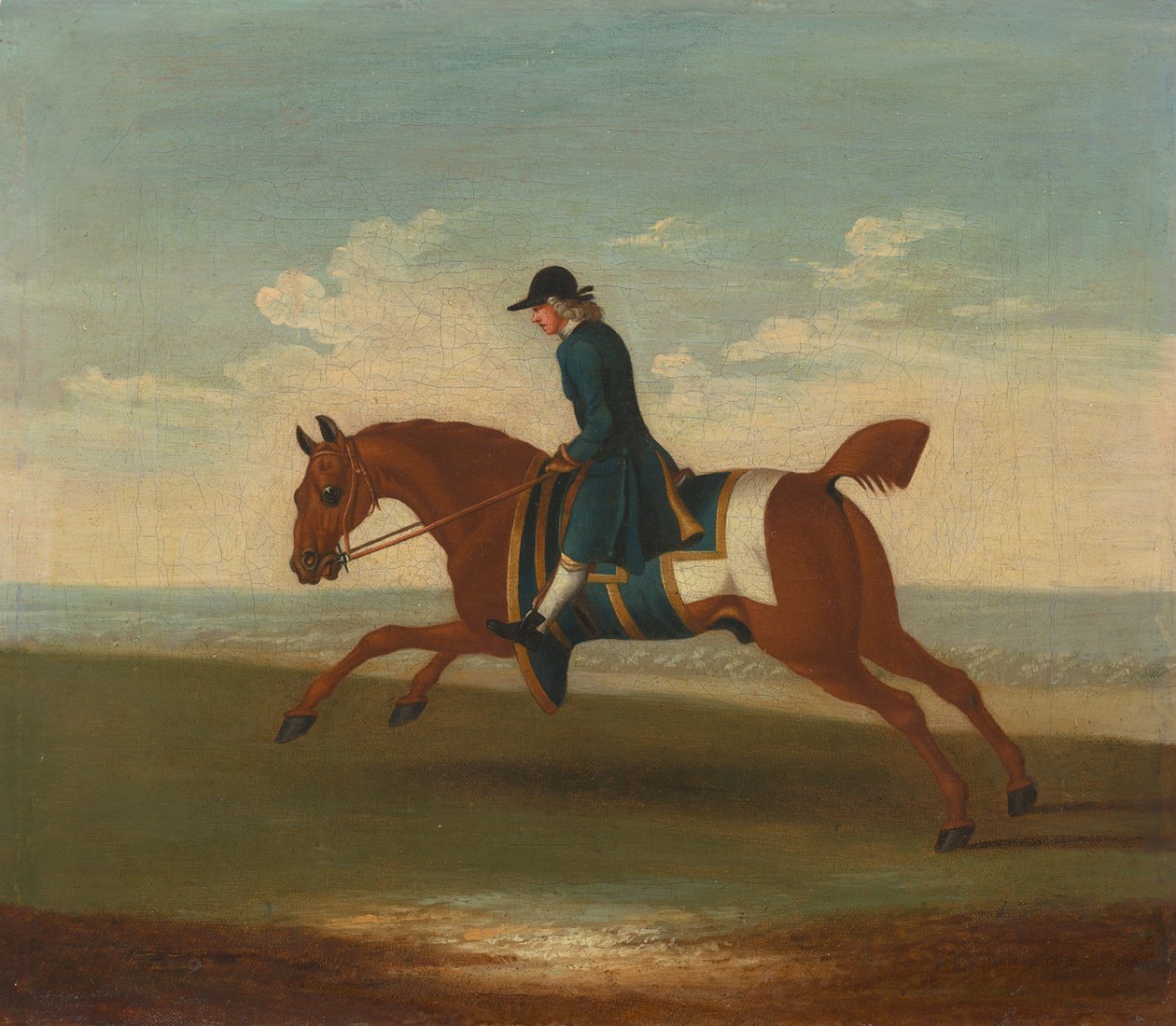 Uno de los cuatro retratos de caballos - un caballo de carreras alazán ...