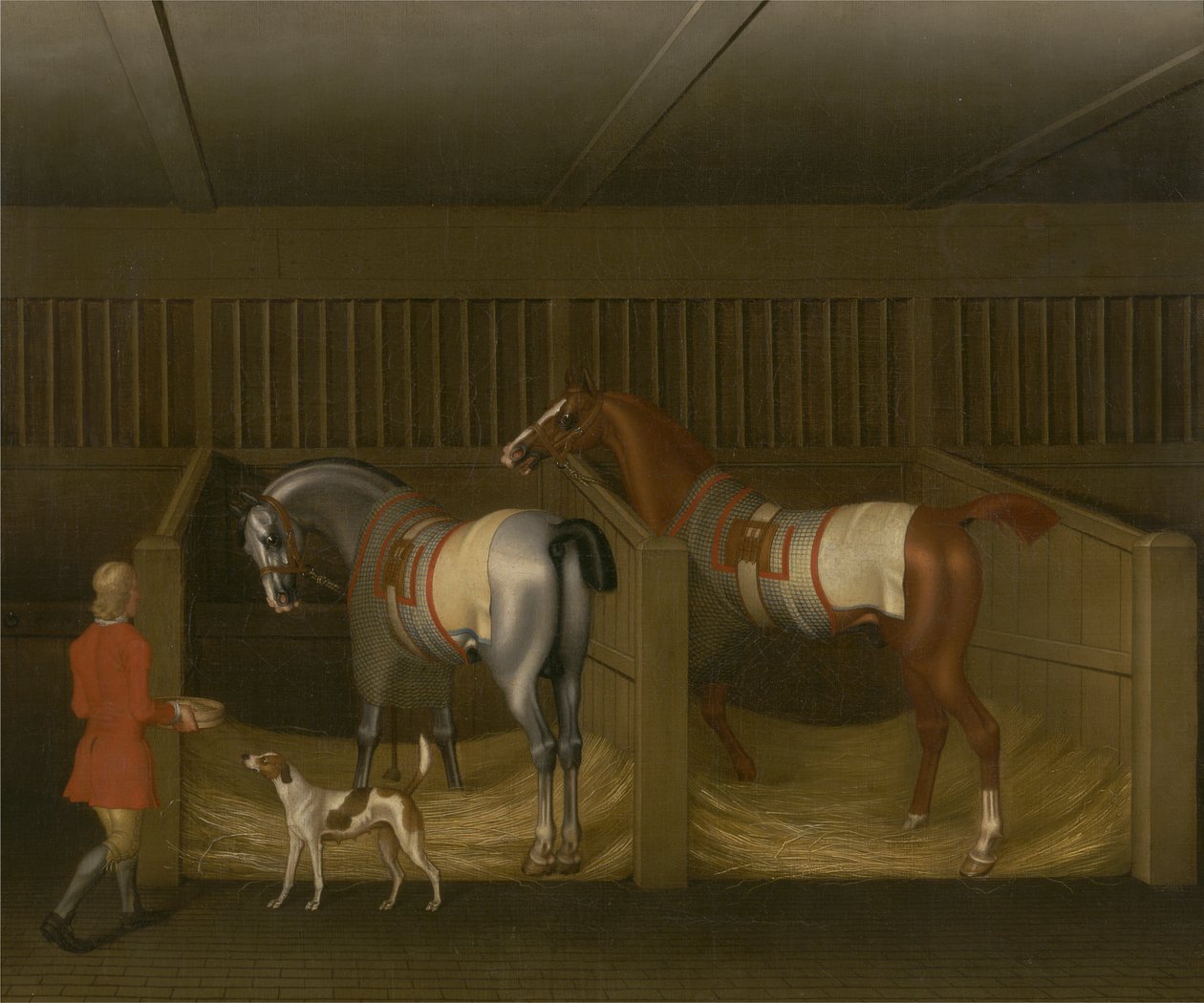 Los establos y dos famosos caballos de carreras pertenecientes a Su Gracia, el Duque de Bolton de James Seymour
