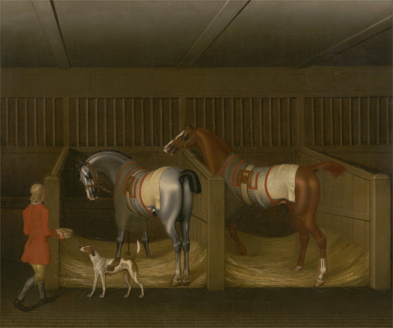 Los establos y dos famosos caballos de carreras pertenecientes a Su Gracia, el Duque de Bolton de James Seymour