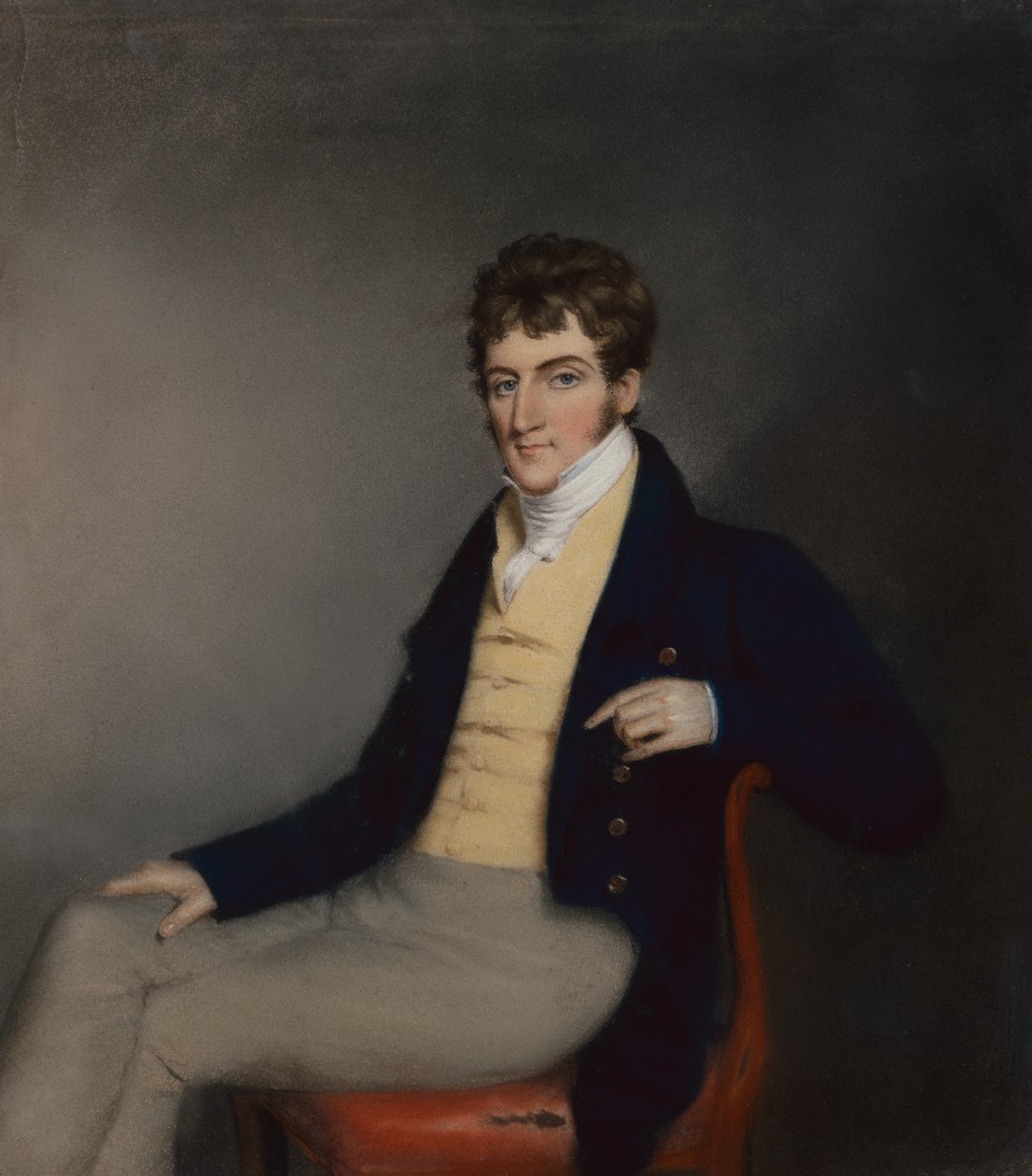 Retrato de un Caballero con Chaleco Amarillo, c.1795 de James Sharples