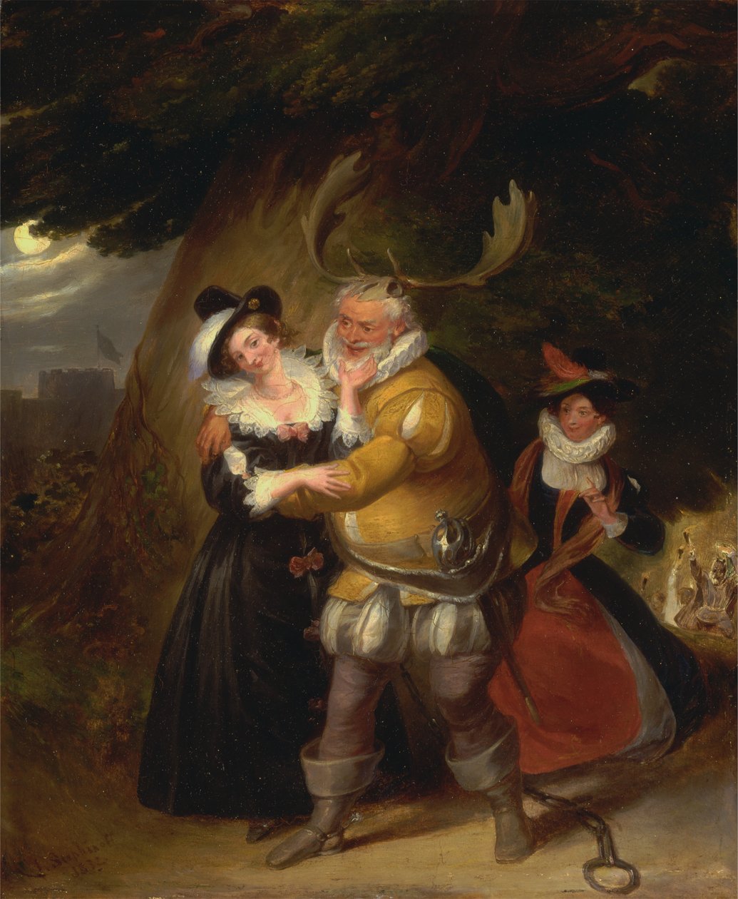 Falstaff en el roble de Herne, de "Las alegres comadres de Windsor", Acto V, Escena v de James Stephanoff