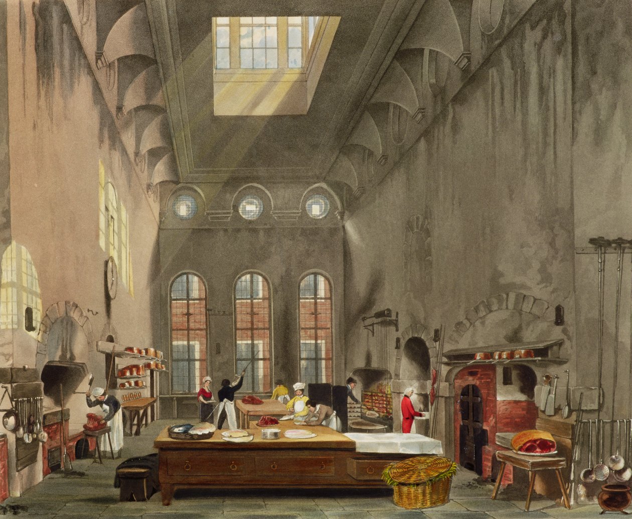 Cocina, Palacio de St. James, grabado por William James Bennett de 