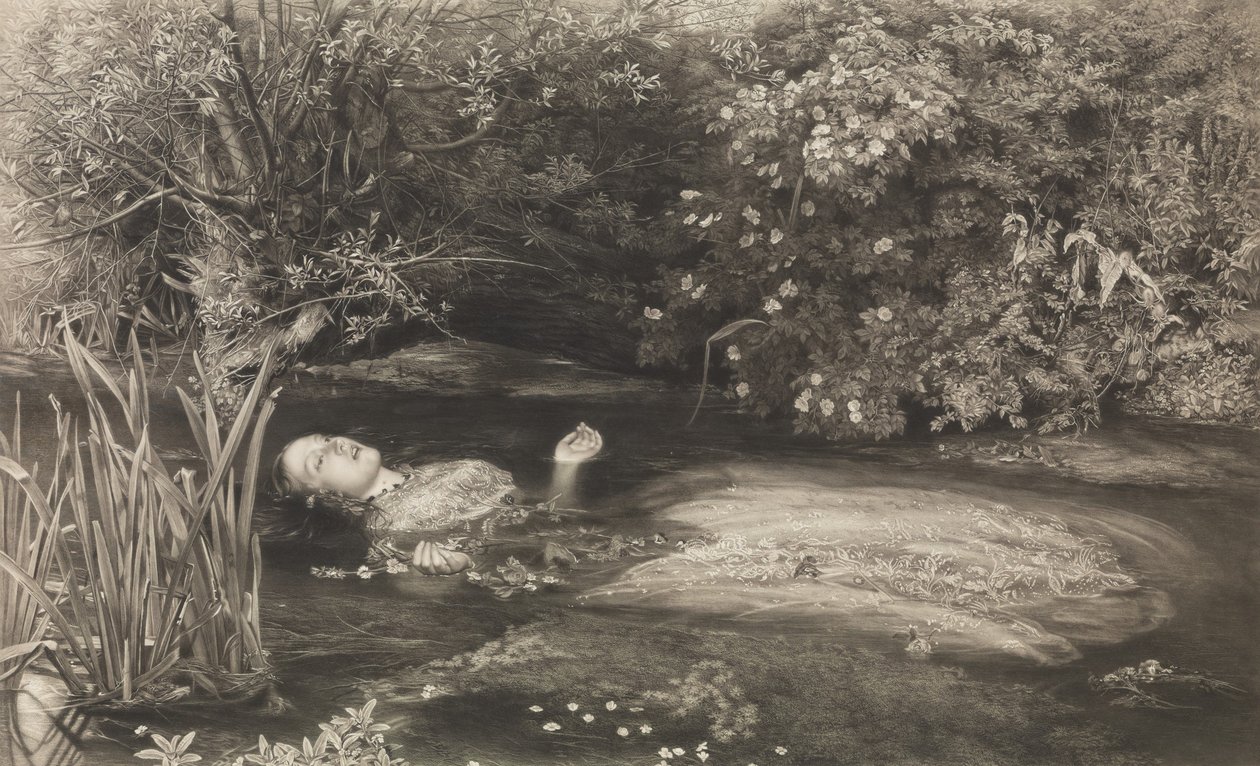 Ofelia Shakespeare, Hamlet, Acto 4, Escena 7, 1 de marzo de 1866 de James Stephenson