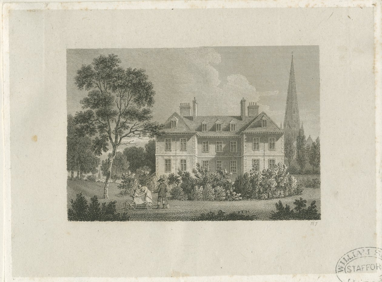 Lichfield - Palacio del Obispo en The Close: grabado de James Storer