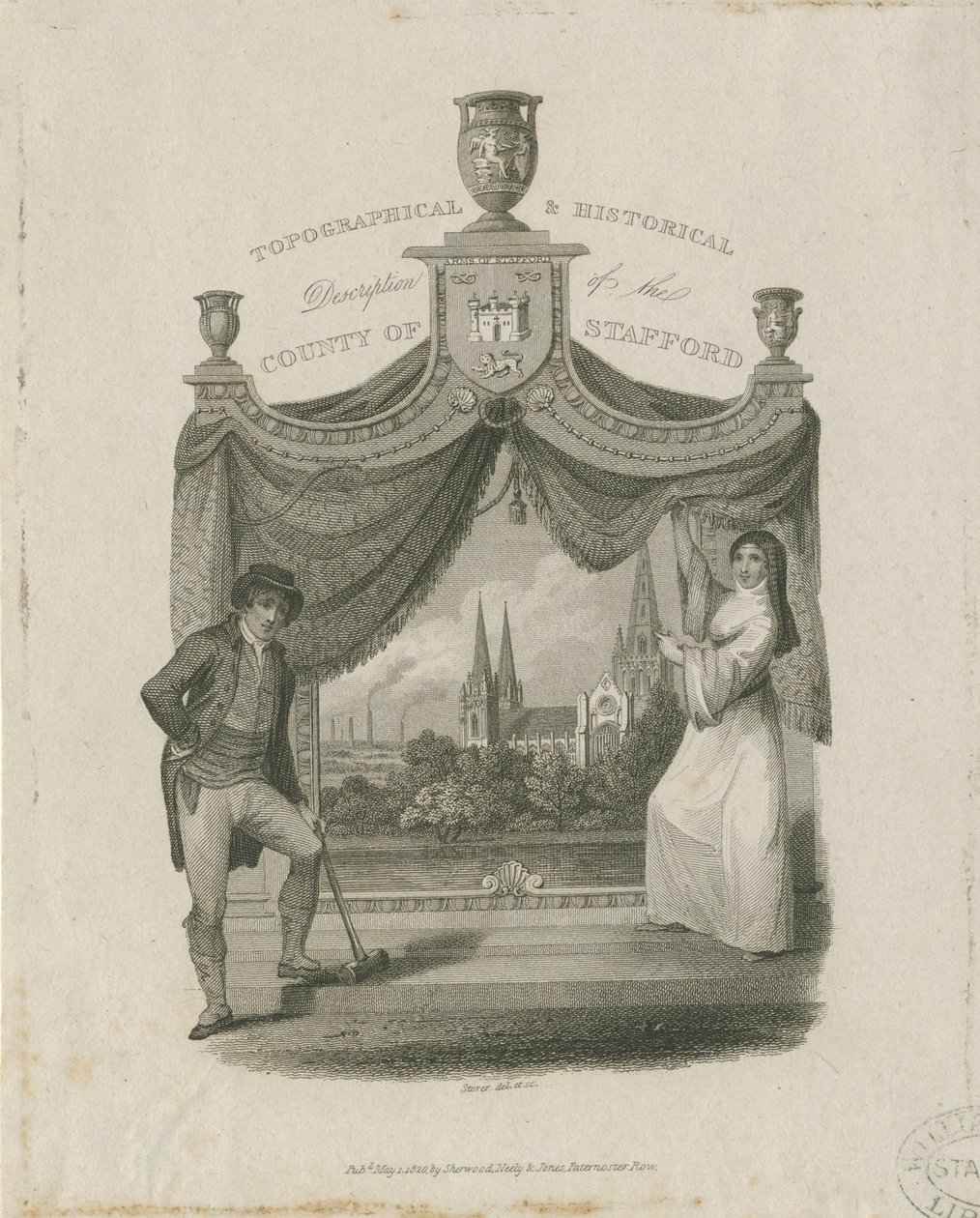 Catedral de Lichfield - Vista suroeste: grabado, nd [c 1820] de James Storer