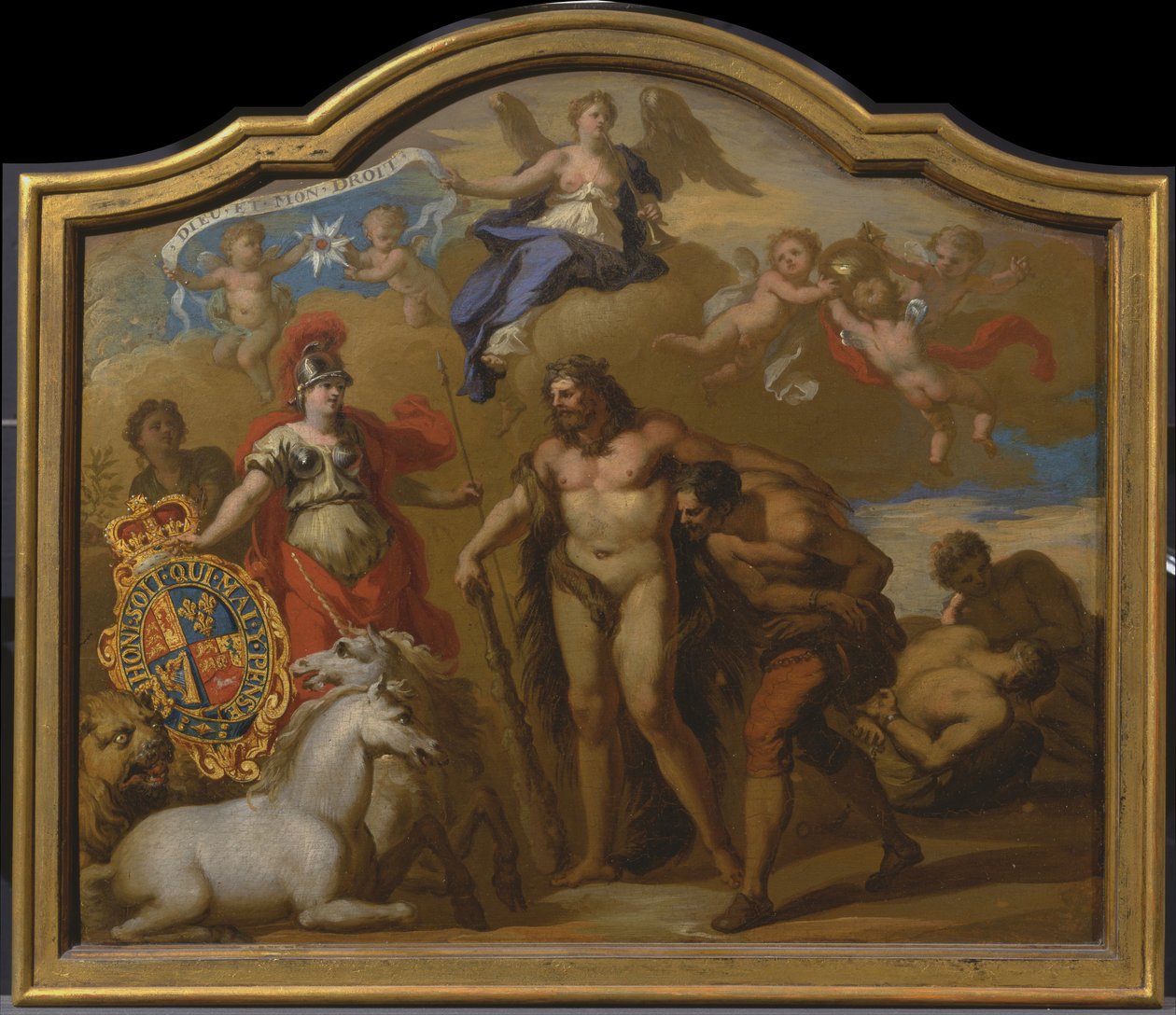 Alegoría del poder de Gran Bretaña por tierra, diseño de un panel decorativo para la carroza ceremonial de Jorge I de James Thornhill