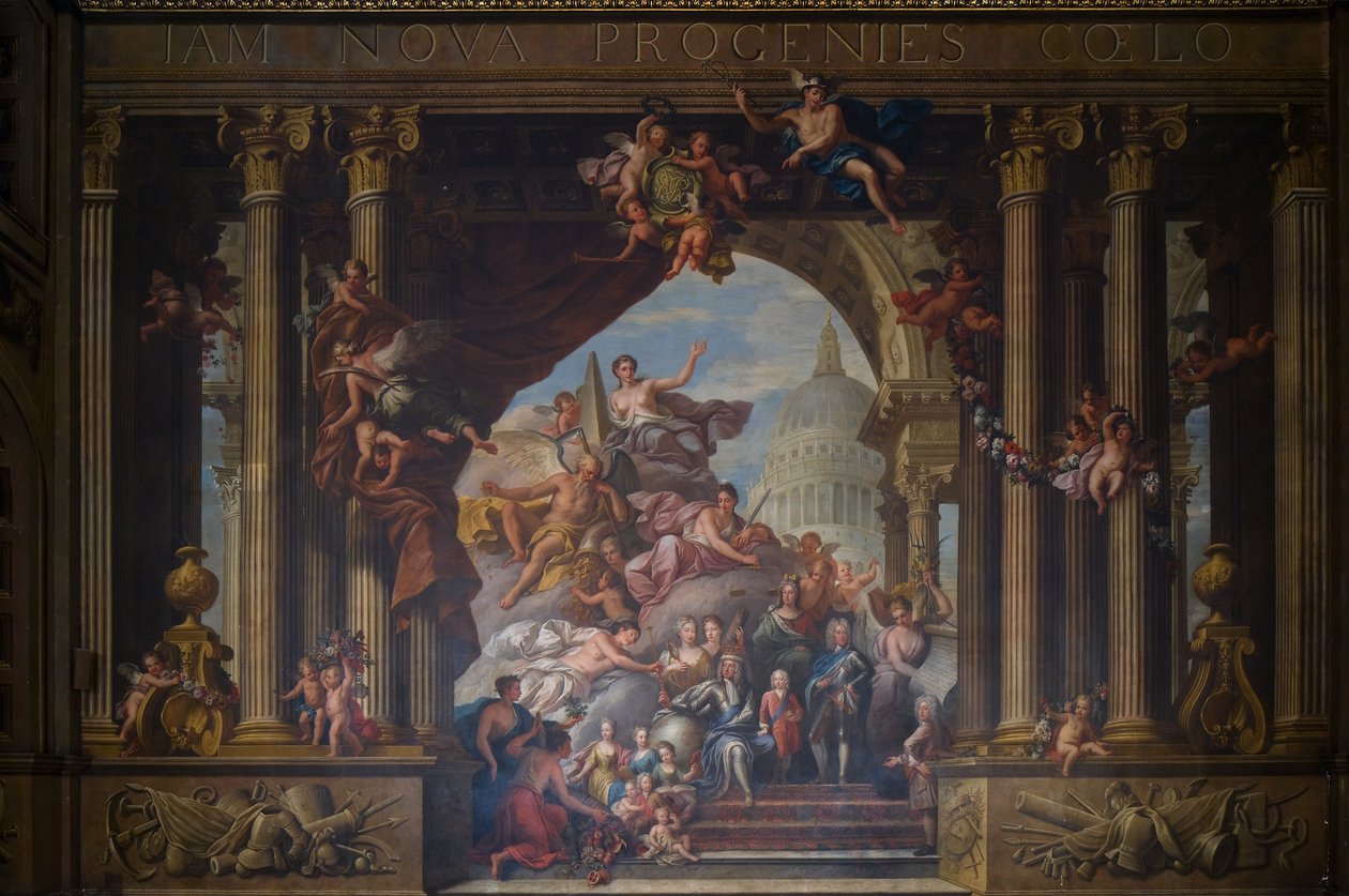 La Pared Oeste del Salón Pintado, c.1707-27 de James Thornhill