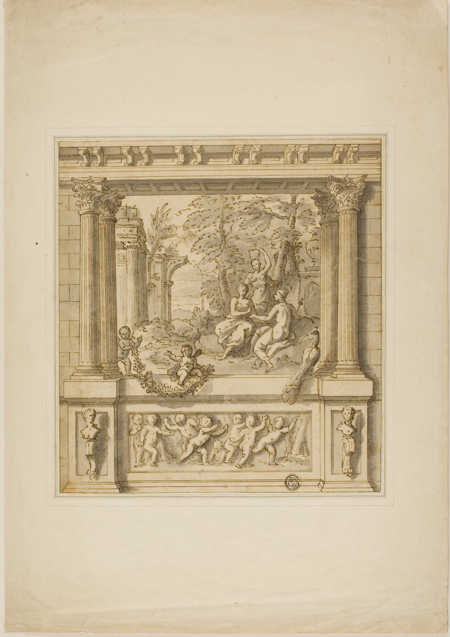 Decoración de pared con la historia de Egeria y Numa Pompilio de James Thornhill