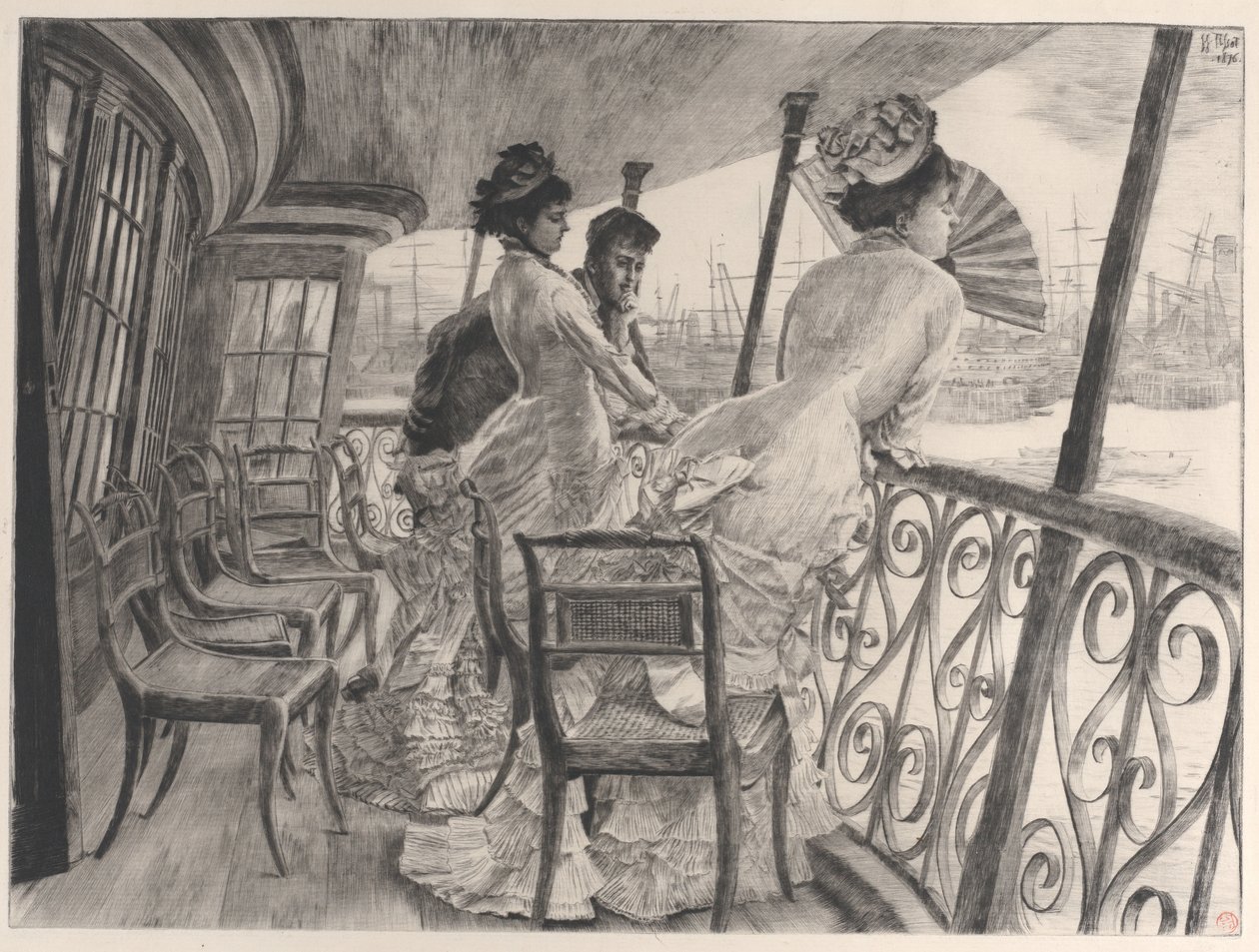 La galería del H.M.S. Calcutta Souvenir de un baile a bordo del barco de James Tissot