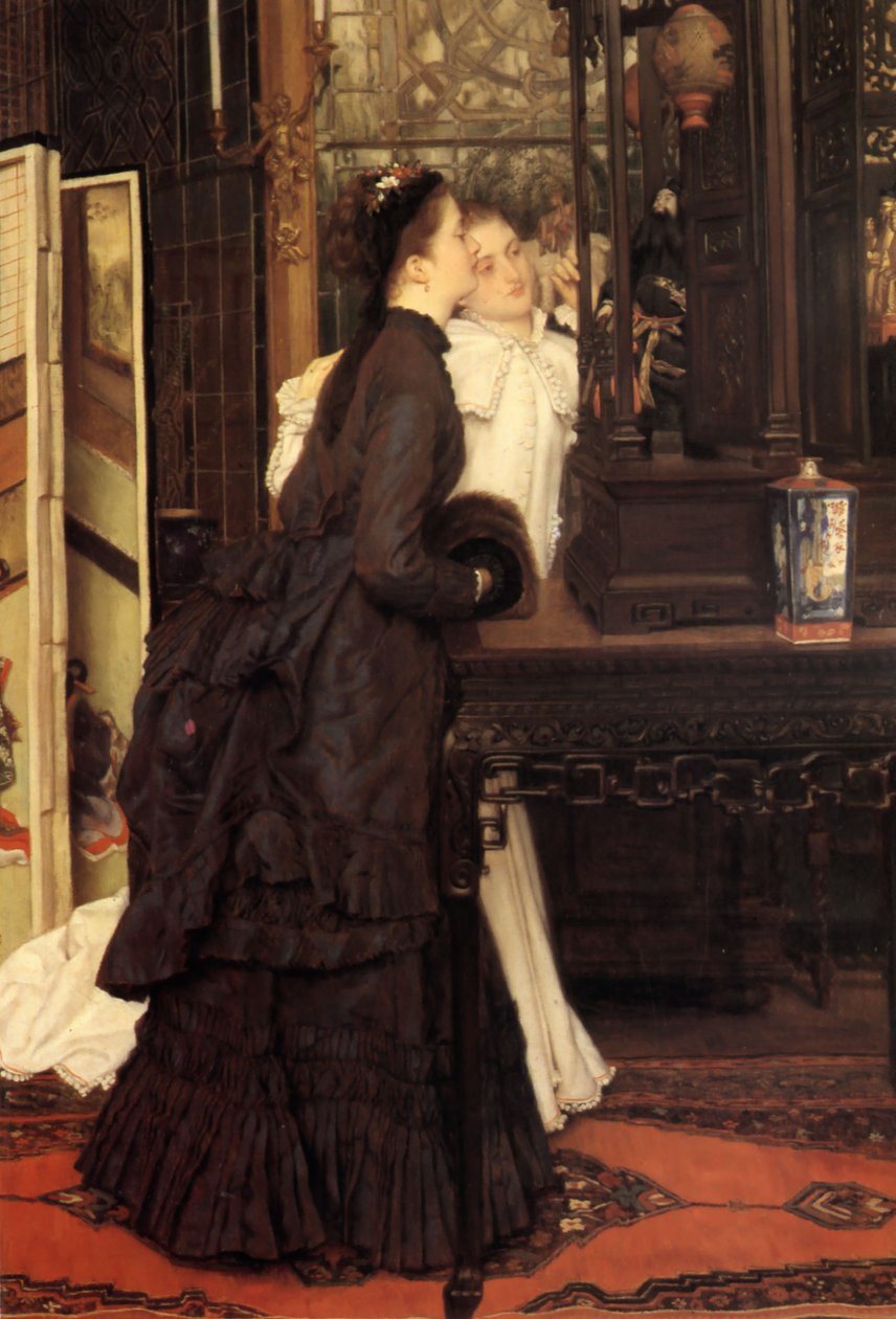 Jóvenes admirando objetos japoneses de James Tissot