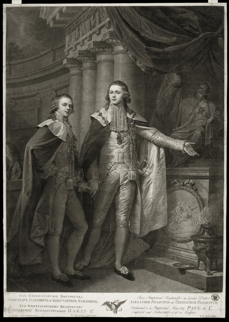 Retrato de los Grandes Duques Alexander Pavlovich y Constantine Pavlovich de Rusia, 1797 de James Walker