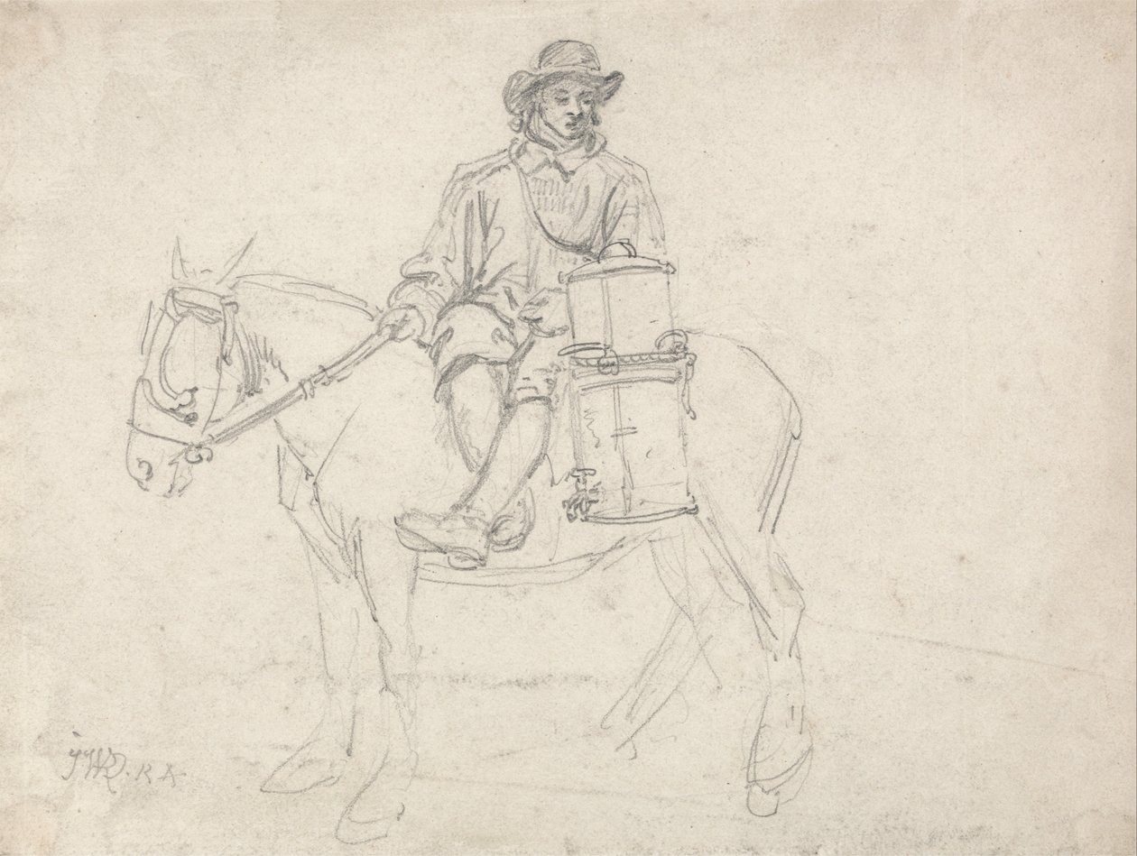 Un granjero cabalgando de lado, llevando una urna de James Ward