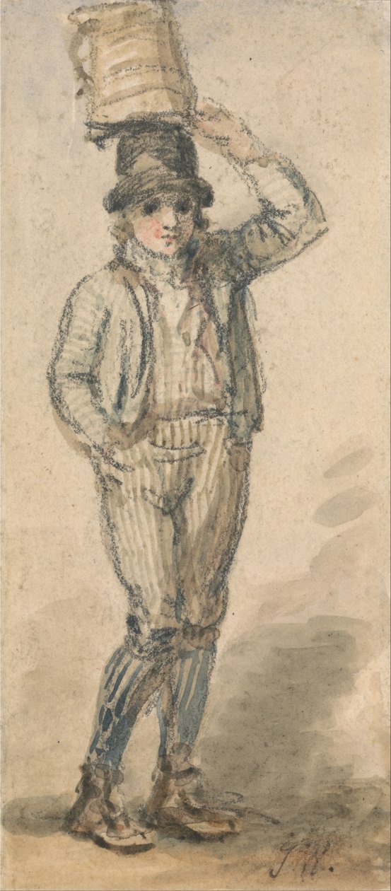 Niño con un cubo en la cabeza de James Ward