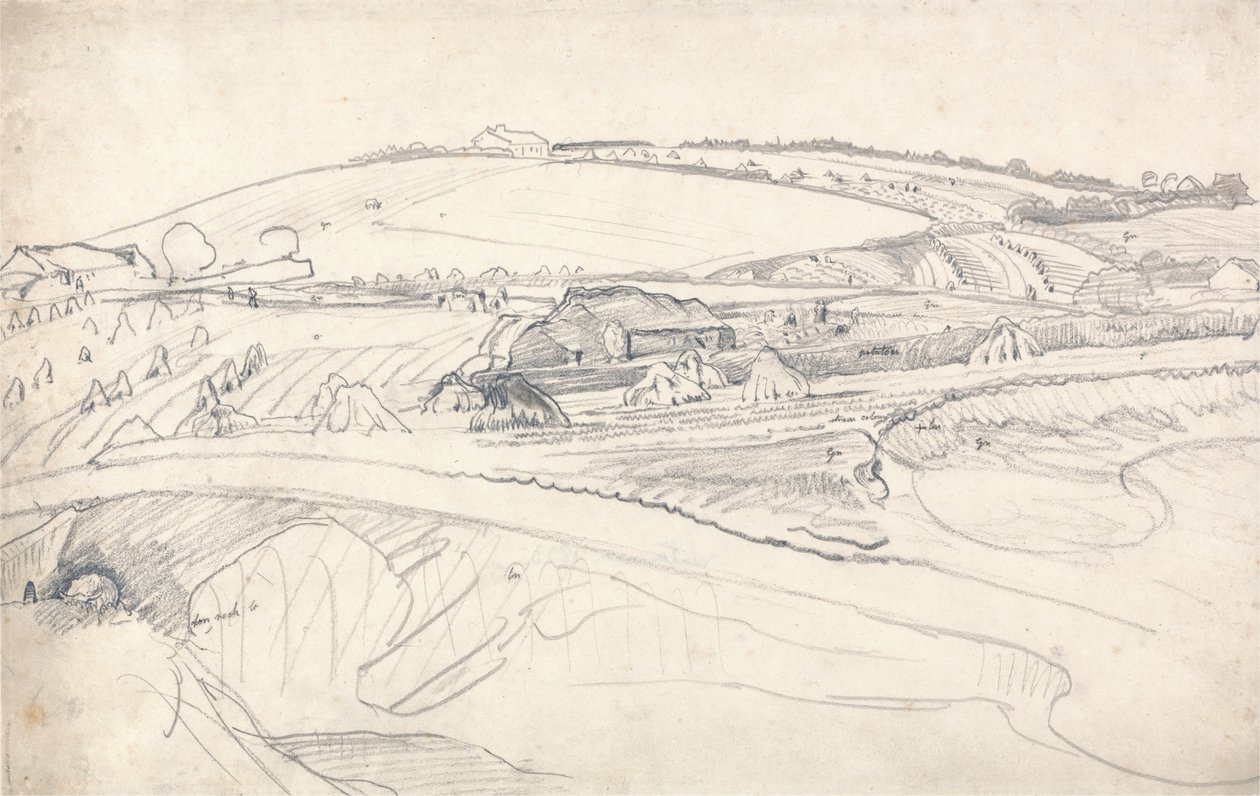Paisaje con granja y mazorcas de maíz de James Ward