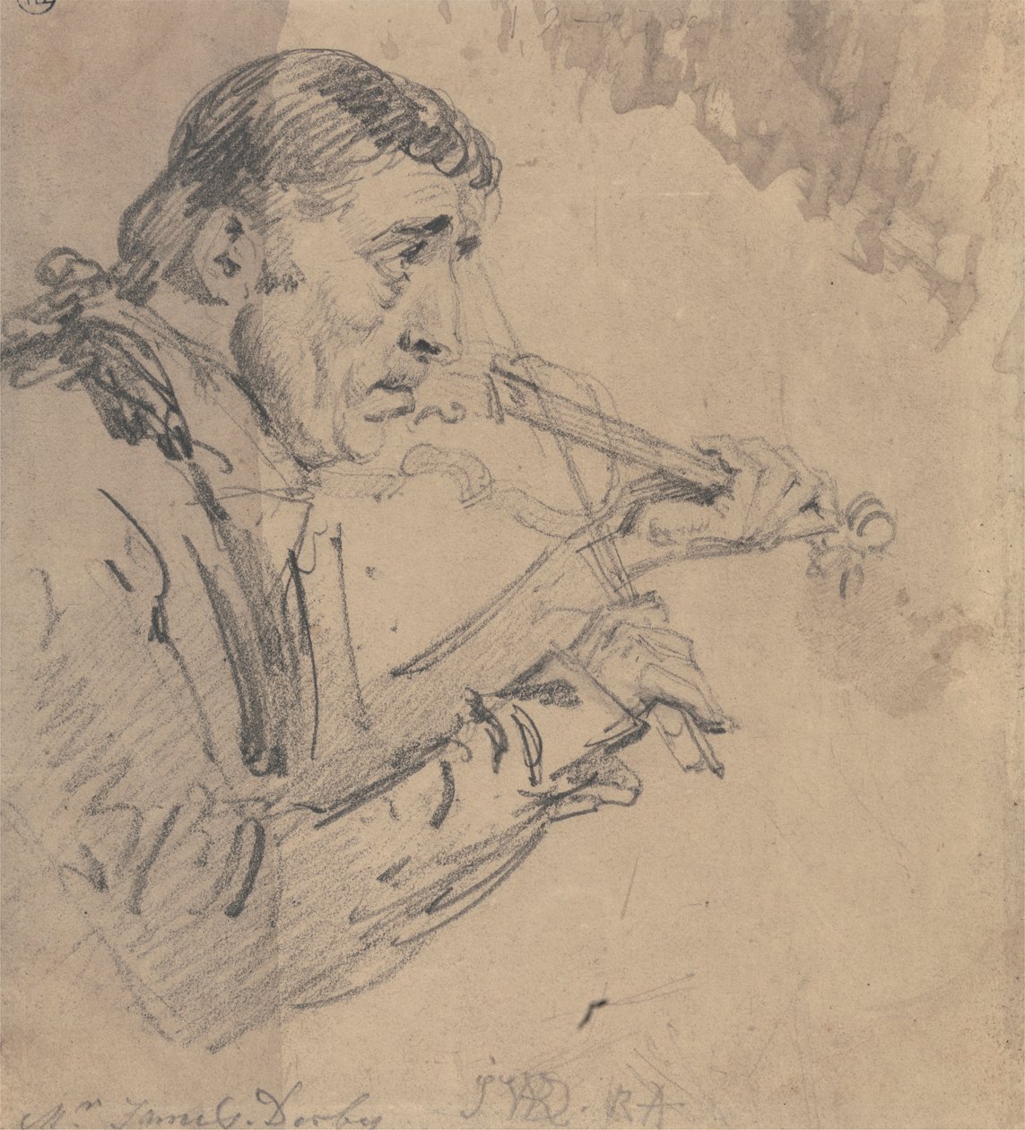 El Sr. James Derby tocando el violín de James Ward