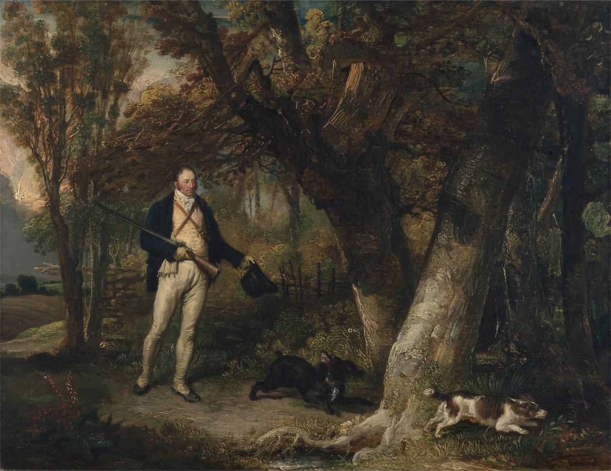 Retrato del reverendo Thomas Levett y perros favoritos, caza de gallos de James Ward