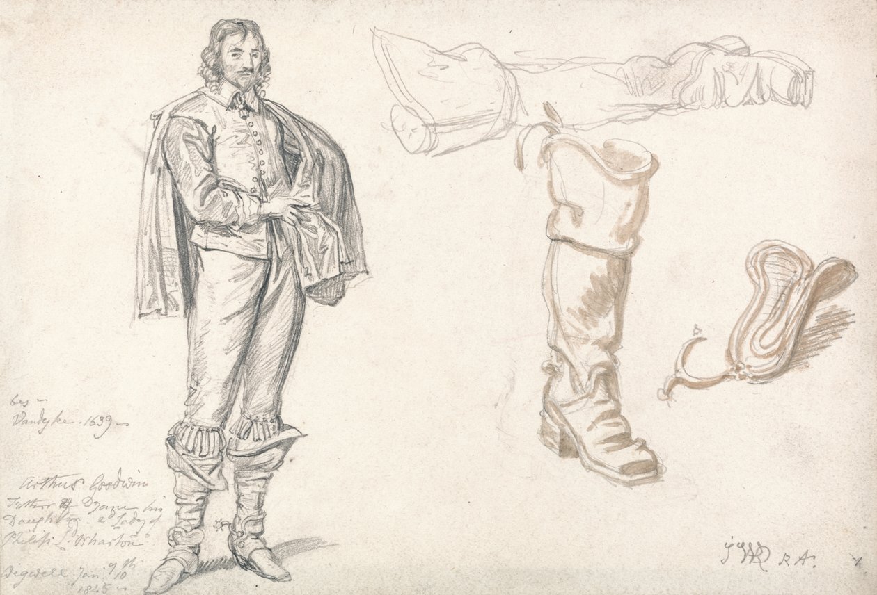 Estudios de una figura de pie y una bota, 1825 de James Ward