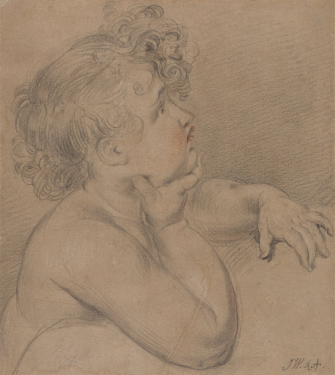 Estudio del natural, uno de los Hijos de la Caridad para el cuadro grande de la Alegoría de Waterloo de James Ward