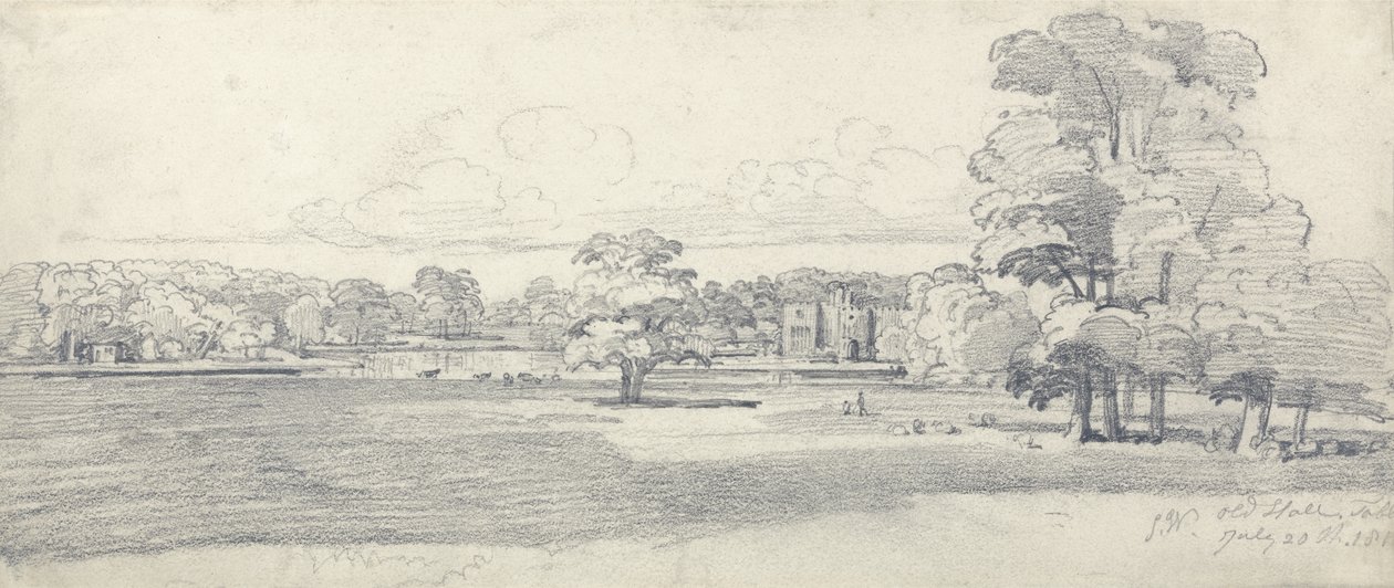 El Viejo Salón, Tabley, Rodeado de Parque, 20 de Julio de 1814 de James Ward