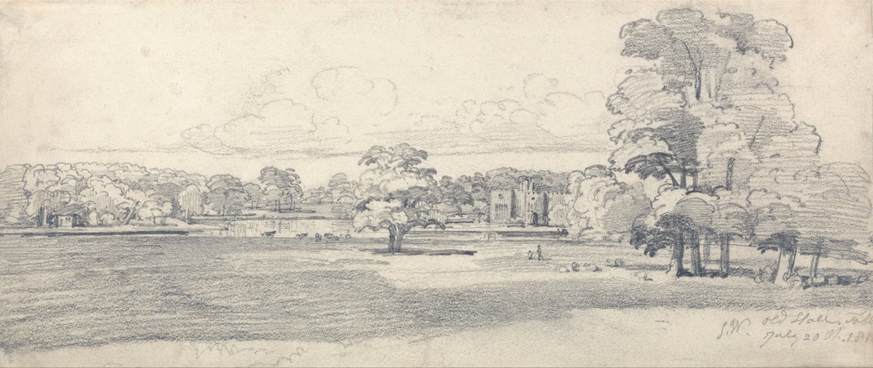 The Old Hall, Tabley, rodeado de parques, 20 de julio de 1814 (¿1819) de James Ward