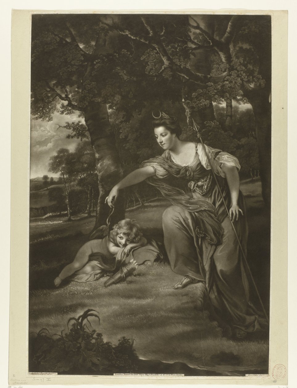 Retrato de Elizabeth Montagu y su hijo George como Diana y Cupido de James Watson (prentmaker)