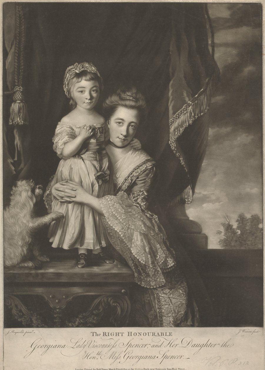 Margaret Georgiana Spencer, (de soltera Poyntz), Condesa Spencer, y su hija, Georgiana Cavendish, (de soltera Spencer), Duquesa de Devonshire de James Watson