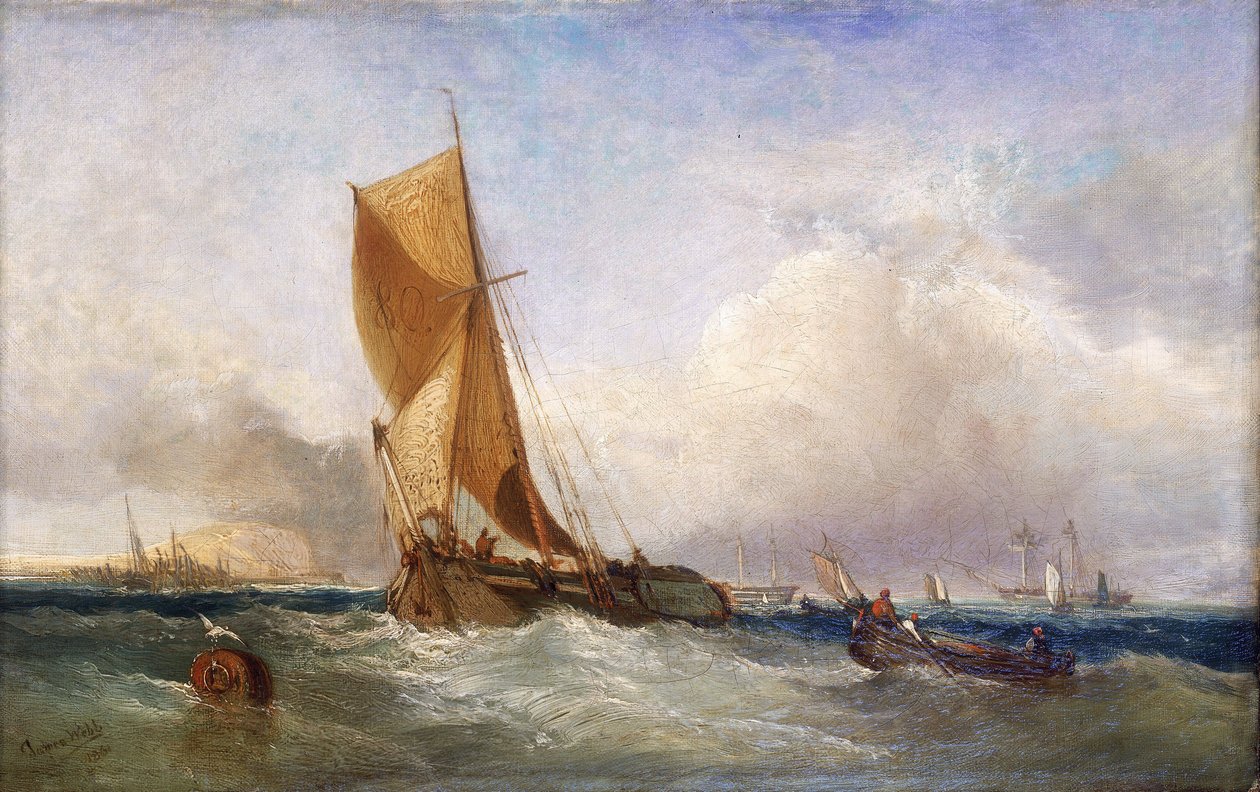 Un velero del Támesis (Inglaterra), para el transporte y el comercio a lo largo del río y en la costa este. Óleo sobre lienzo de James Webb