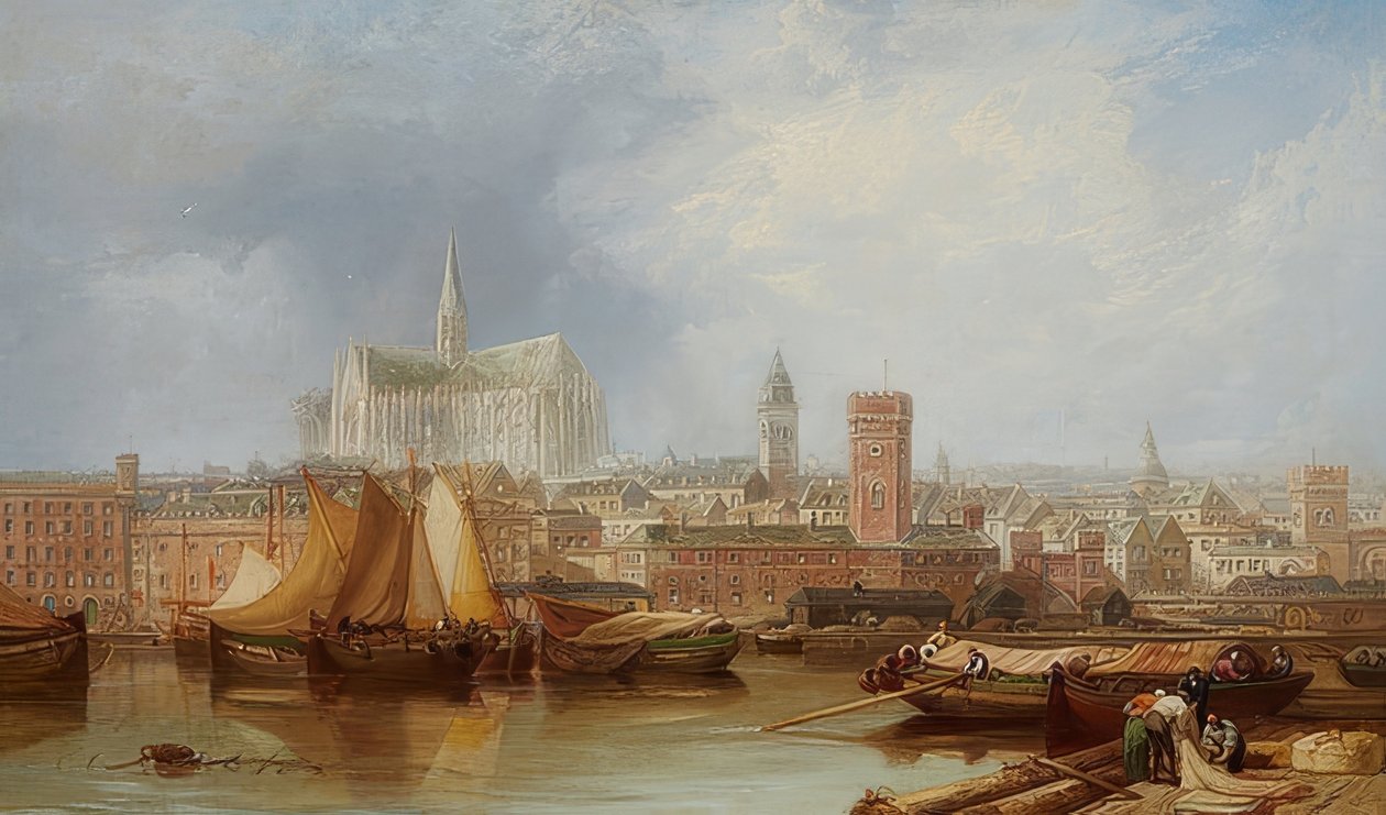 Vista de Colonia con la catedral inacabada de James Webb