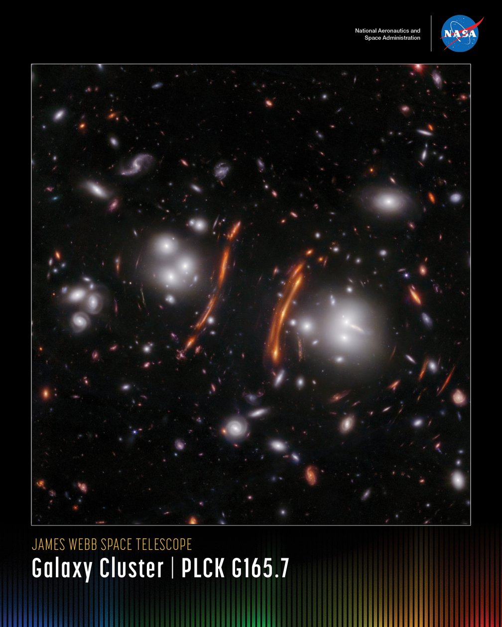 Cúmulo de galaxias PLCK G165.7 - Mini póster de James Webb Space Telescope (NASA)