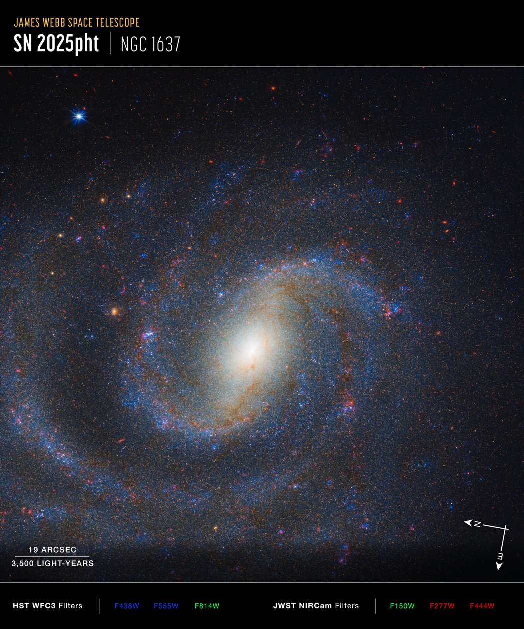 Imagen de NGC 1637 tomada por Compass de James Webb Space Telescope (NASA)