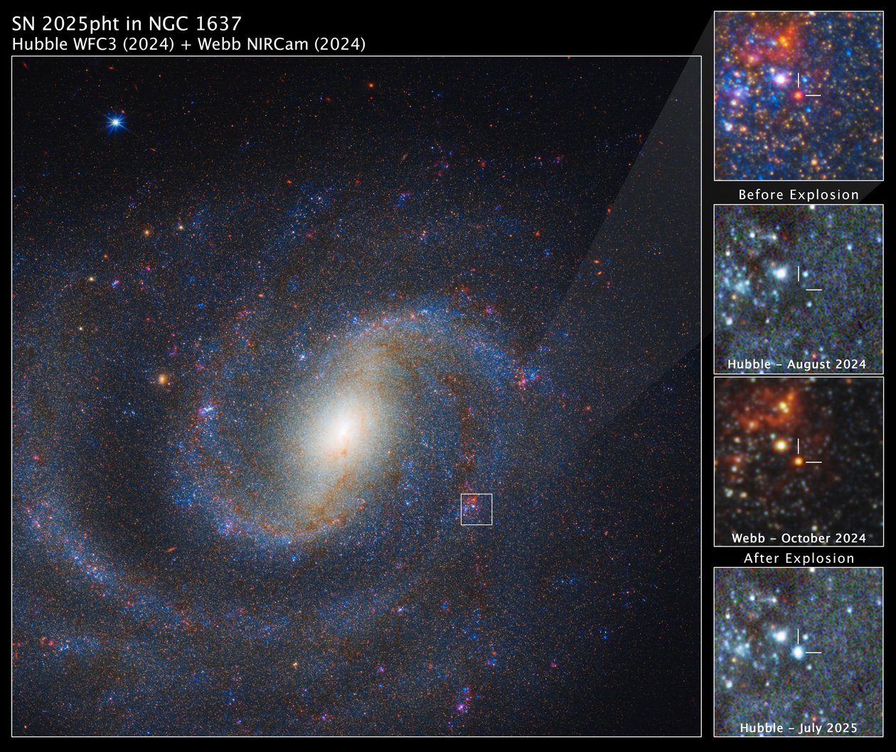SN 2025pht en NGC 1637 de James Webb Space Telescope (NASA)
