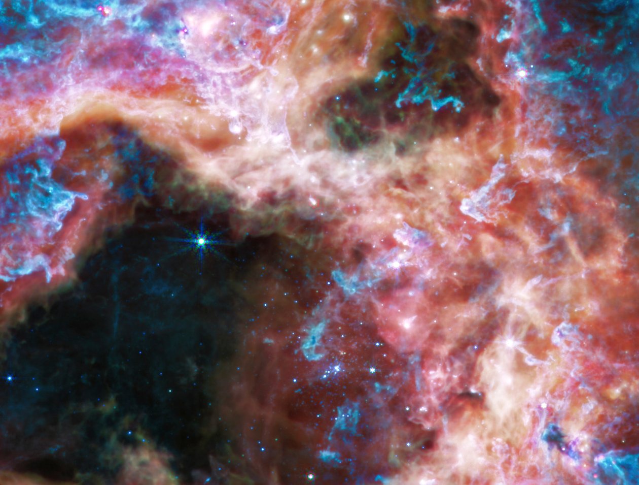 Nebulosa de la Tarántula (Imagen MIRI) de James Webb Space Telescope (NASA)