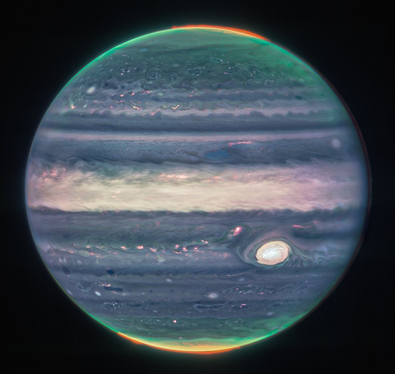 Las imágenes de Júpiter obtenidas por Webb muestran las auroras y las brumas de James Webb Space Telescope (NASA)