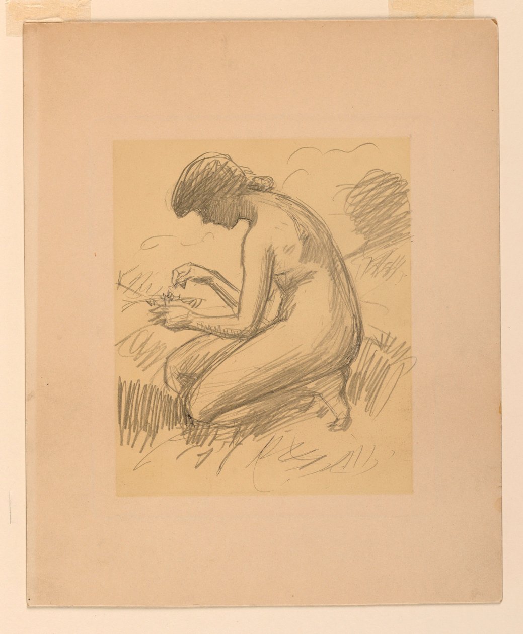 Desnudo femenino agachado de James Wells Champney