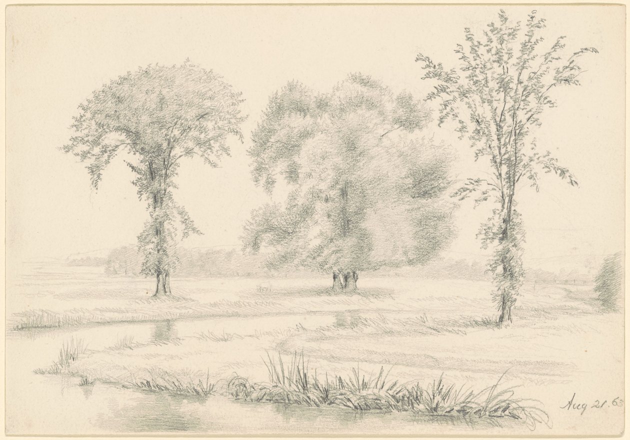 Paisaje con tres árboles de James Wells Champney