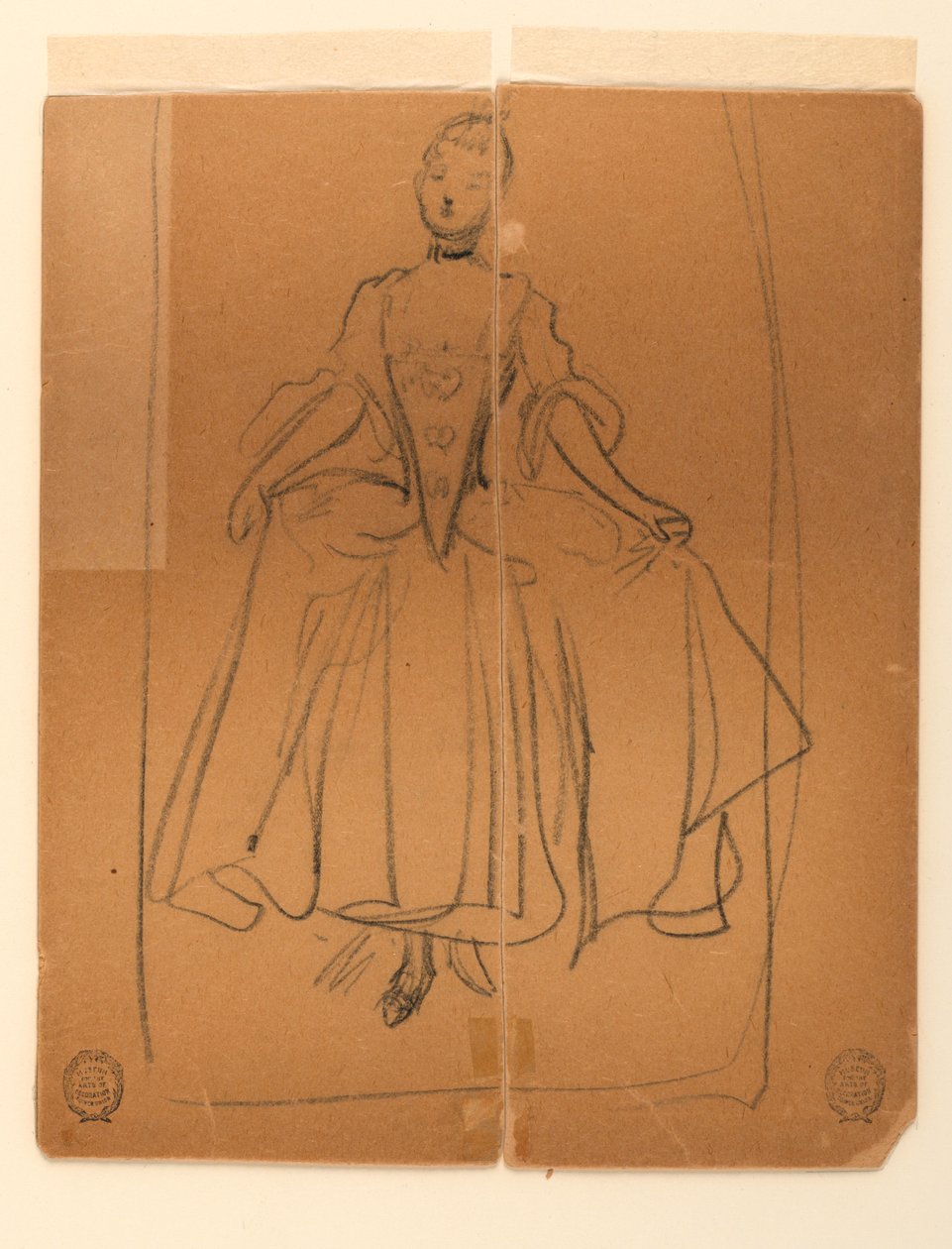Boceto de mujer con traje de época de James Wells Champney