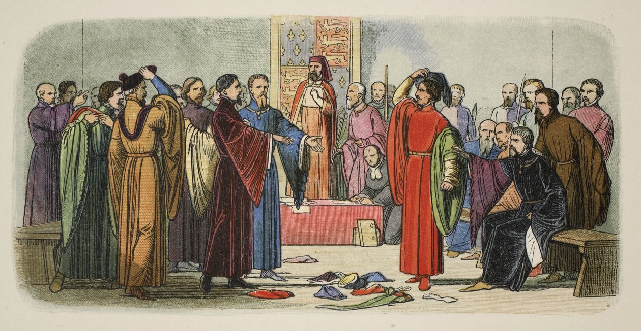 Albemarle y Fitzwalter intercambian desafíos, de A Chronicle of England BC 55 to AD 1485, pub. Londres de James William Edmund Doyle
