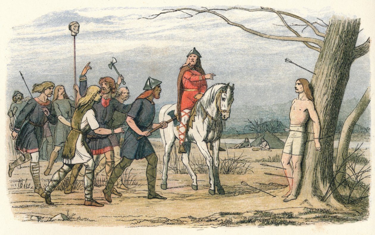 Edmund, rey de Anglia Oriental, asesinado por los daneses de James William Edmund Doyle