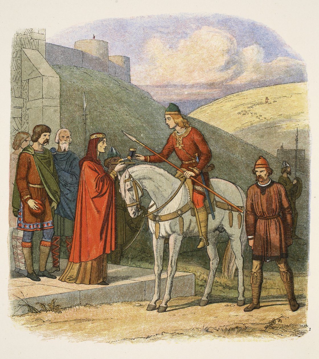 Eduardo asesinado en Corfe, 18 de marzo de 978, de Una Crónica de Inglaterra BC 55 a AD 1485, pub. Londres, 1863 de James William Edmund Doyle