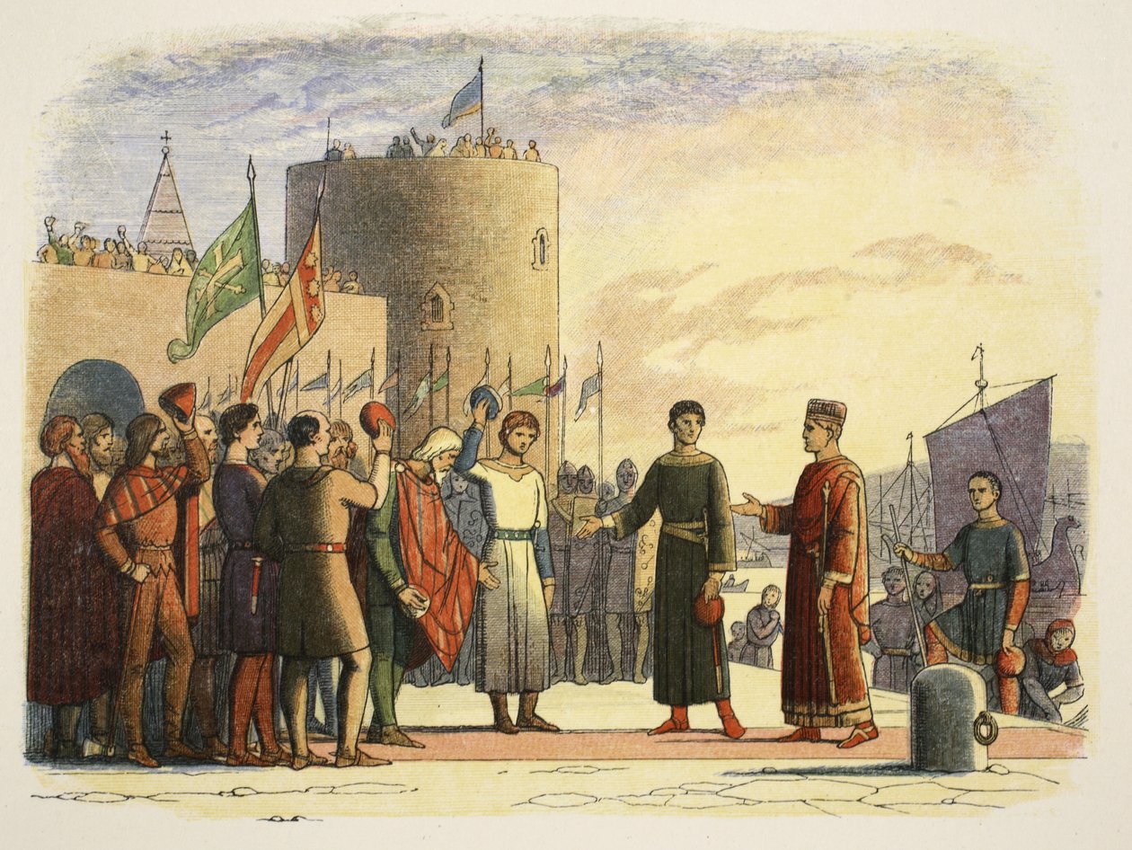 Enrique en Waterford, Irlanda, 18 de octubre de 1172, de Una crónica de Inglaterra BC 55 a AD 1485, pub. Londres, 1863 de James William Edmund Doyle