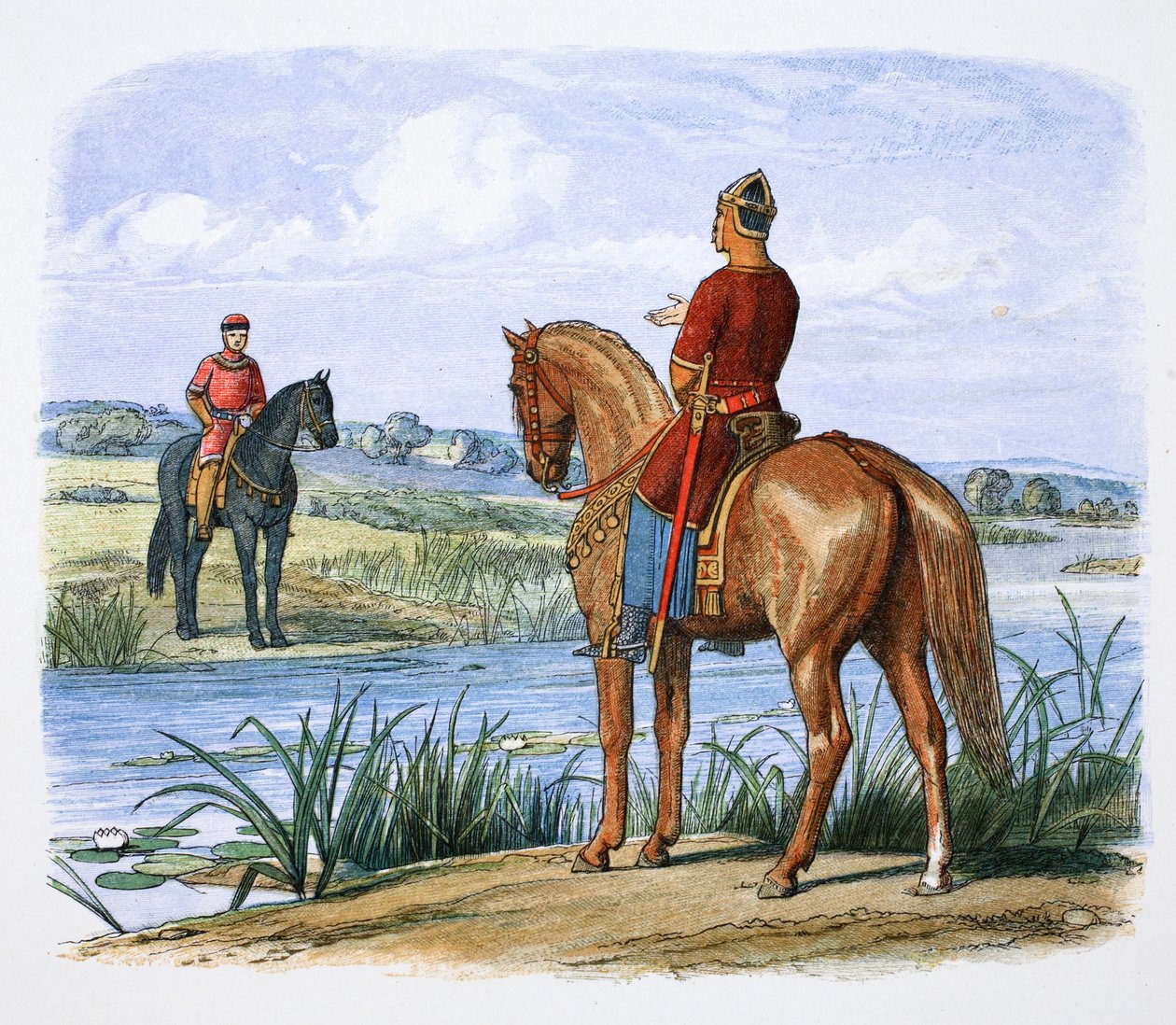 Enrique de Anjou y Esteban conferencian a través del Támesis, 1153, 1864 de James William Edmund Doyle