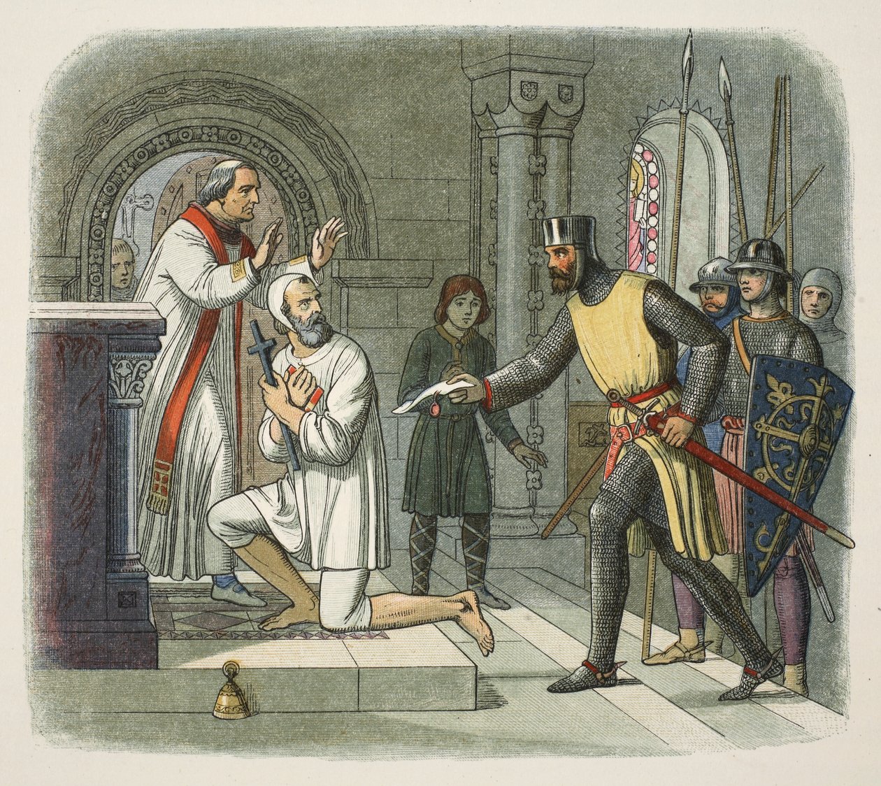 Hubert sacado del santuario en Boisars, 1232, de Una crónica de Inglaterra BC 55 a AD 1485, pub. Londres, 1863 de James William Edmund Doyle