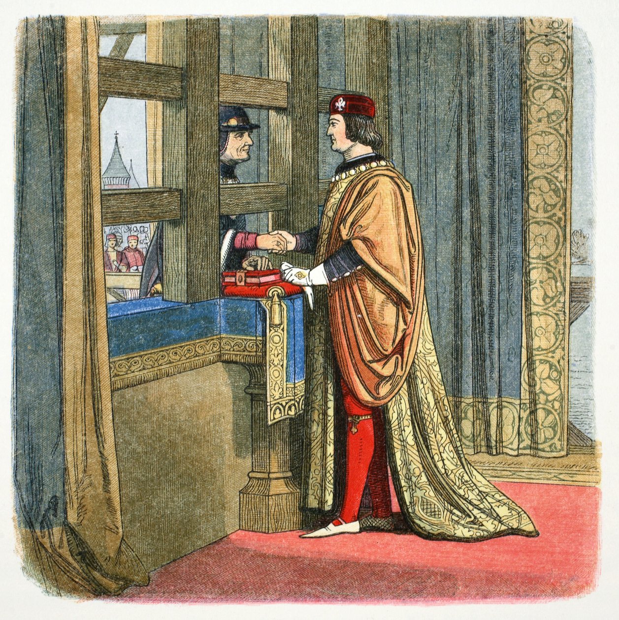 Encuentro de Eduardo IV de Inglaterra y Luis XI de Francia en Picquigny, Francia, 1475 1864 de James William Edmund Doyle