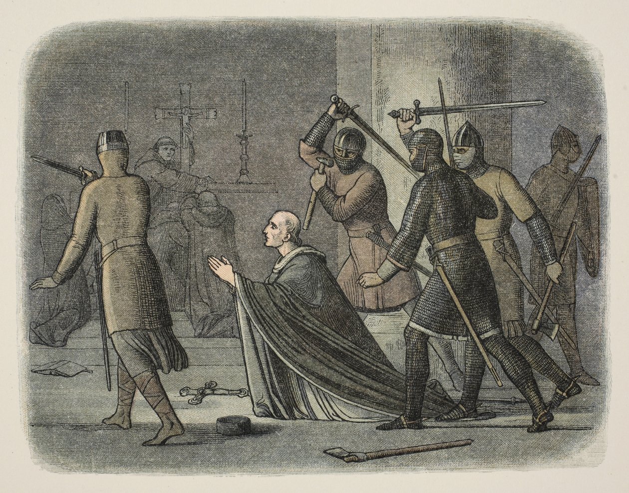 Asesinato de Thomas Becket, Catedral de Canterbury, 29 de diciembre de 1170, de A Chronicle of England BC 55 to AD 1485, pub. Londres de James William Edmund Doyle