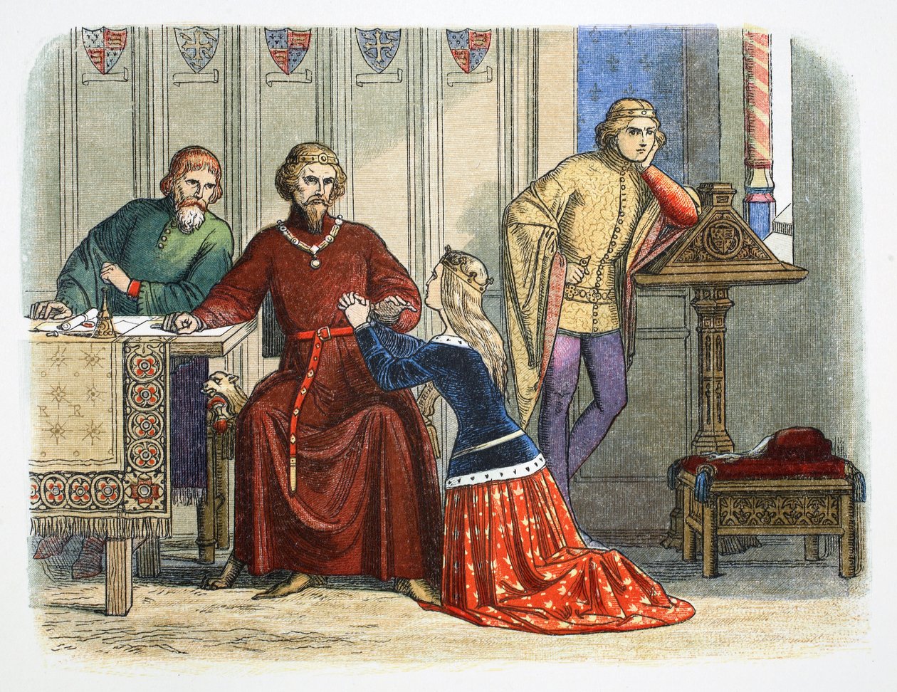 La reina Ana intercede con Gloucester y Arundel por Sir Simon de Burley, 1388, 1864 de James William Edmund Doyle