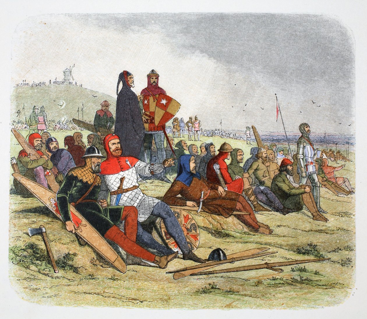 Los ingleses esperan a los franceses en la Batalla de Crecy, Francia 1346, 1864 de James William Edmund Doyle