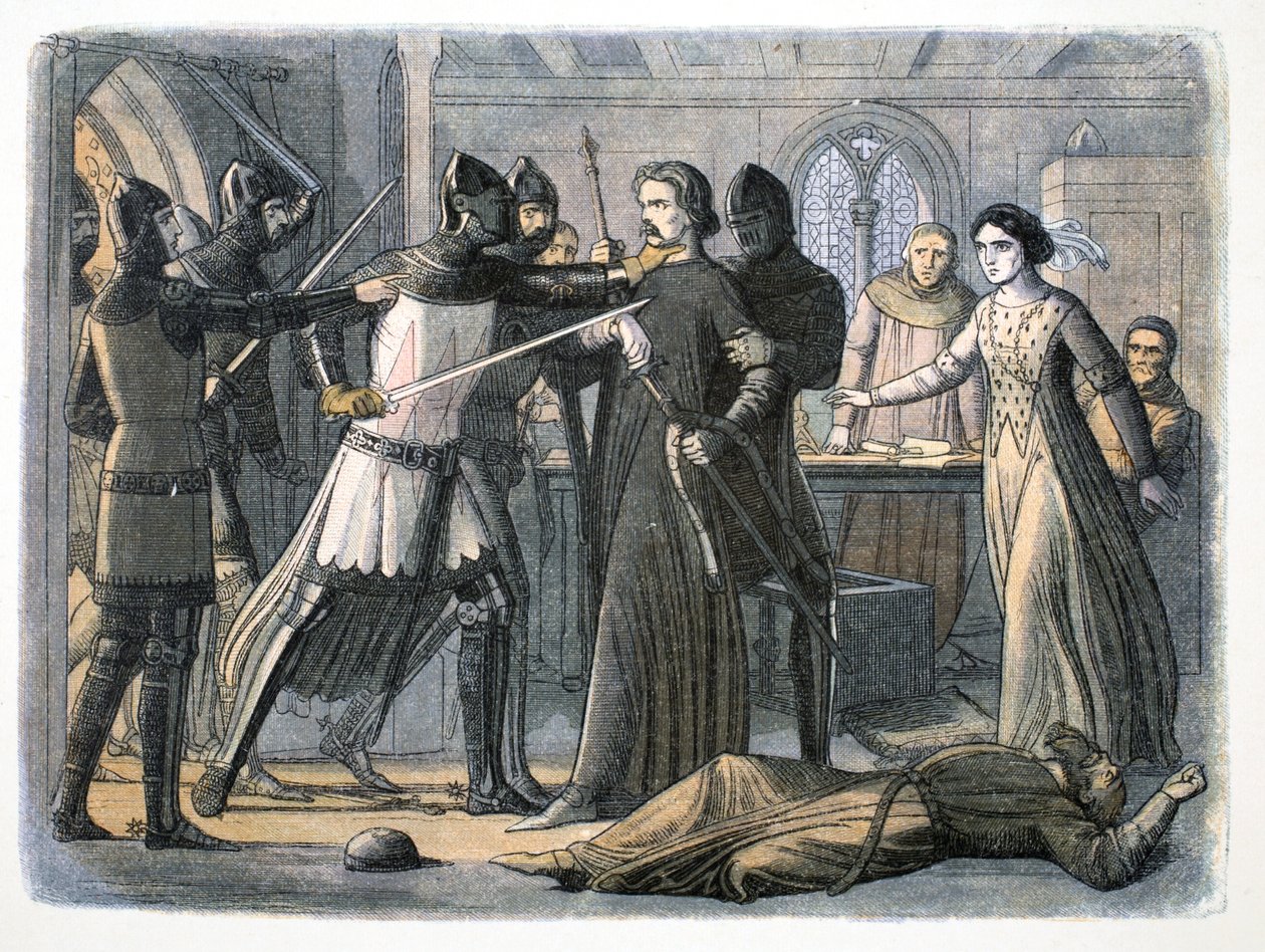 El arresto de Sir Roger Mortimer, Castillo de Nottingham, 1330, 1864 de James William Edmund Doyle